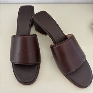 Bottega Veneta Chocolate Brown Leather Mules Heels, Size 38